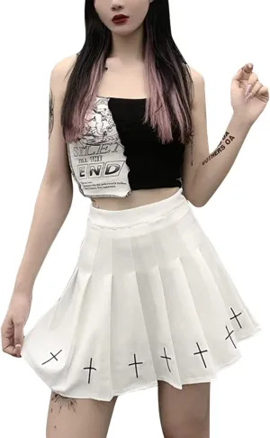 Fashion Women's Y2k Streetwear Pleated Mini Skirts Punk High Waist A-Line Short Skirts