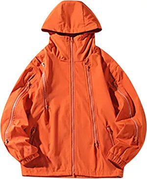 Finelylove Mens Waterproof Softshell Jacket Distressed Fashion Winter Coat Outdoor Warm Travel Hiking Jacket Windbreaker