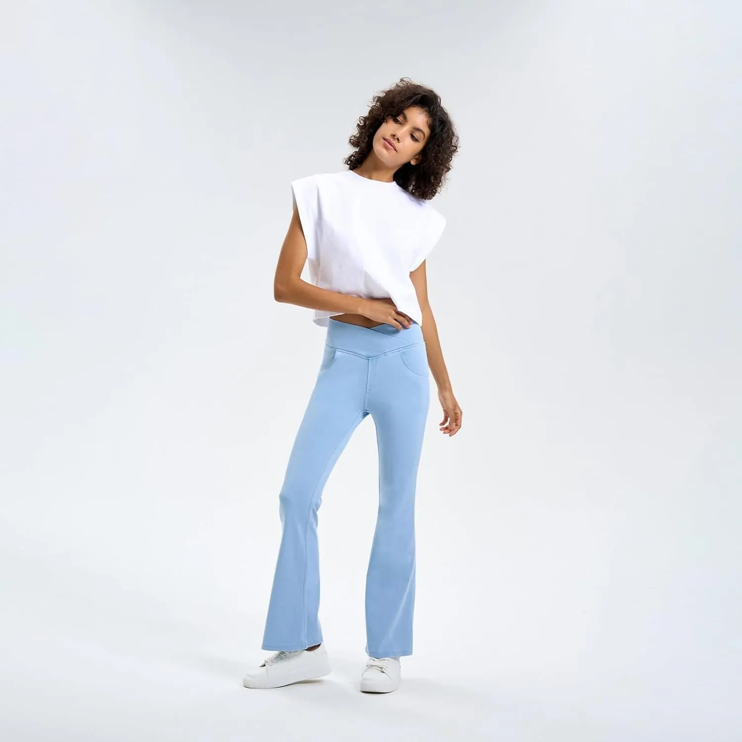 Flare Jeans for Women Crossover High Waisted Yoga Bootcut Jeans Stretchy Slim Fit Curvy Denim Bell Bottom Leggings