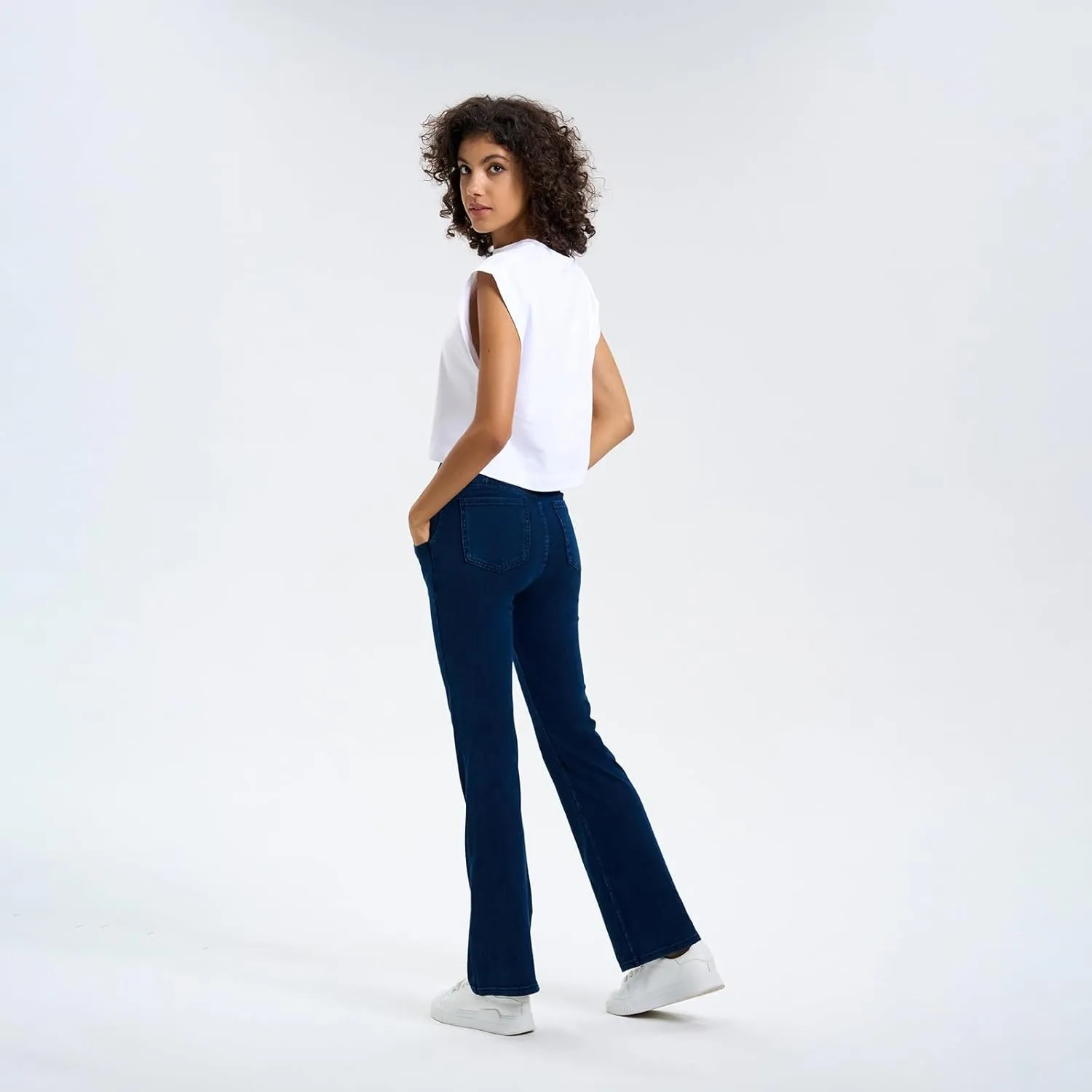 Flare Jeans for Women Crossover High Waisted Yoga Bootcut Jeans Stretchy Slim Fit Curvy Denim Bell Bottom Leggings