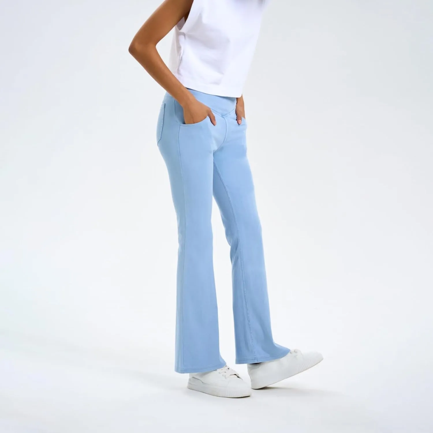 Flare Jeans for Women Crossover High Waisted Yoga Bootcut Jeans Stretchy Slim Fit Curvy Denim Bell Bottom Leggings