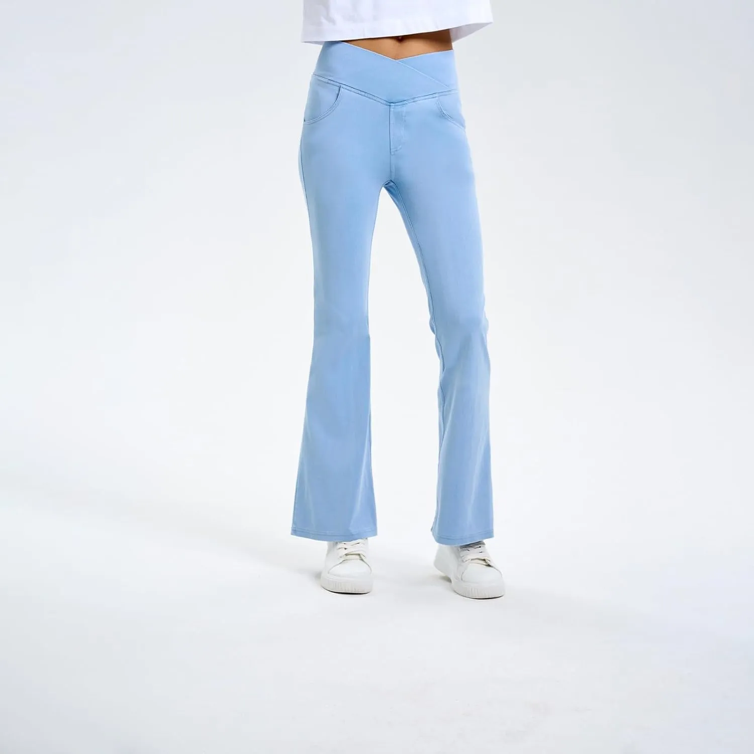 Flare Jeans for Women Crossover High Waisted Yoga Bootcut Jeans Stretchy Slim Fit Curvy Denim Bell Bottom Leggings