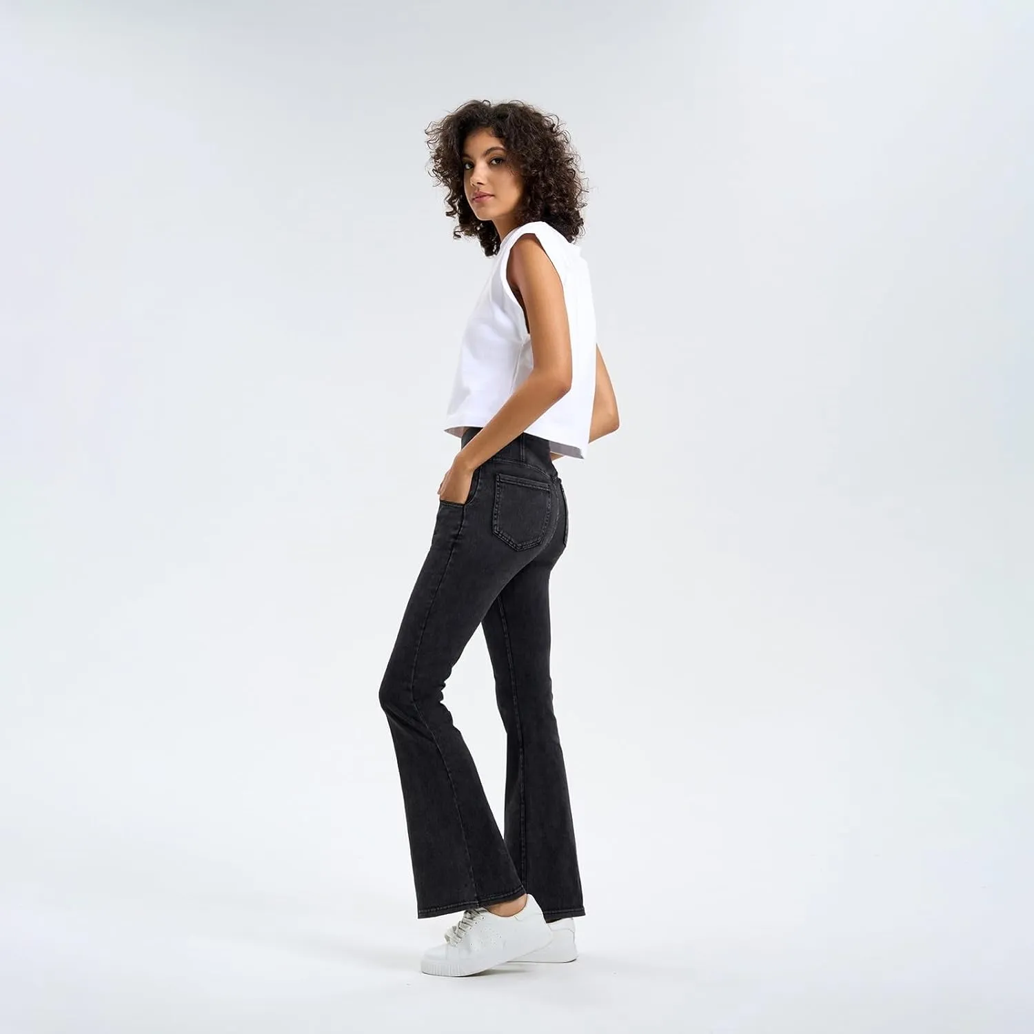 Flare Jeans for Women Crossover High Waisted Yoga Bootcut Jeans Stretchy Slim Fit Curvy Denim Bell Bottom Leggings