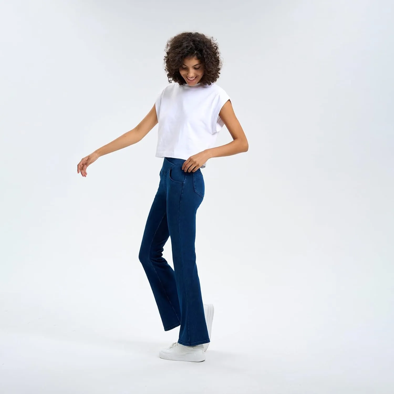 Flare Jeans for Women Crossover High Waisted Yoga Bootcut Jeans Stretchy Slim Fit Curvy Denim Bell Bottom Leggings