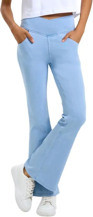 Flare Jeans for Women Crossover High Waisted Yoga Bootcut Jeans Stretchy Slim Fit Curvy Denim Bell Bottom Leggings