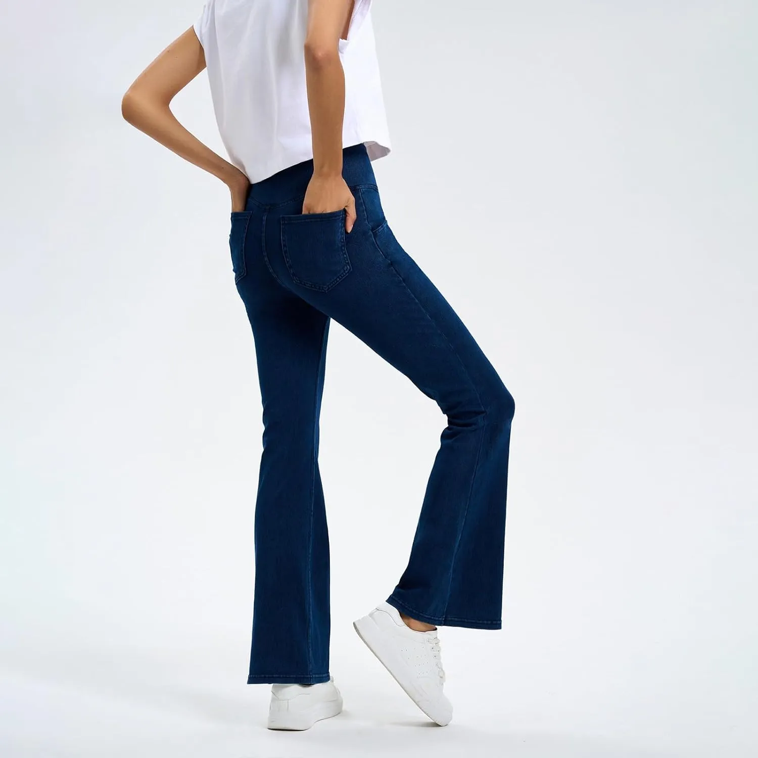 Flare Jeans for Women Crossover High Waisted Yoga Bootcut Jeans Stretchy Slim Fit Curvy Denim Bell Bottom Leggings