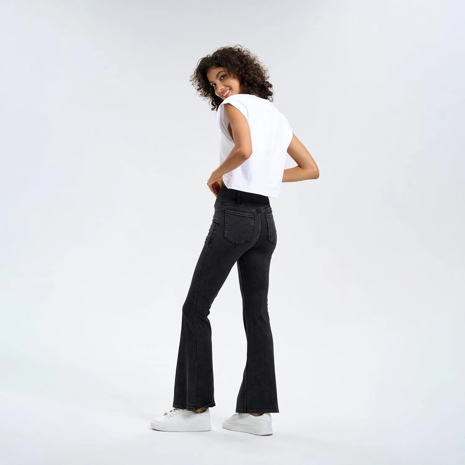 Flare Jeans for Women Crossover High Waisted Yoga Bootcut Jeans Stretchy Slim Fit Curvy Denim Bell Bottom Leggings