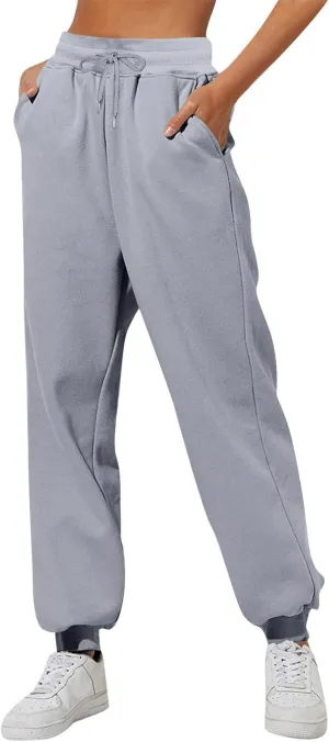 Fleece Lined Pants Women Fleece Lined Sweatpants with Pockets High Waisted Thermal Joggers Winter Pants Plus Size