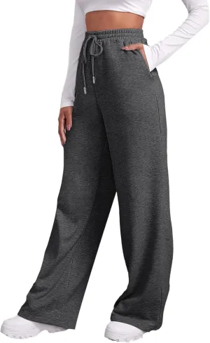 Fleece Lined Wide Leg Pants Women Fleece Lined Sweatpants Wide Leg Baggy Lounge Athletic Joggers Pants with Pockets