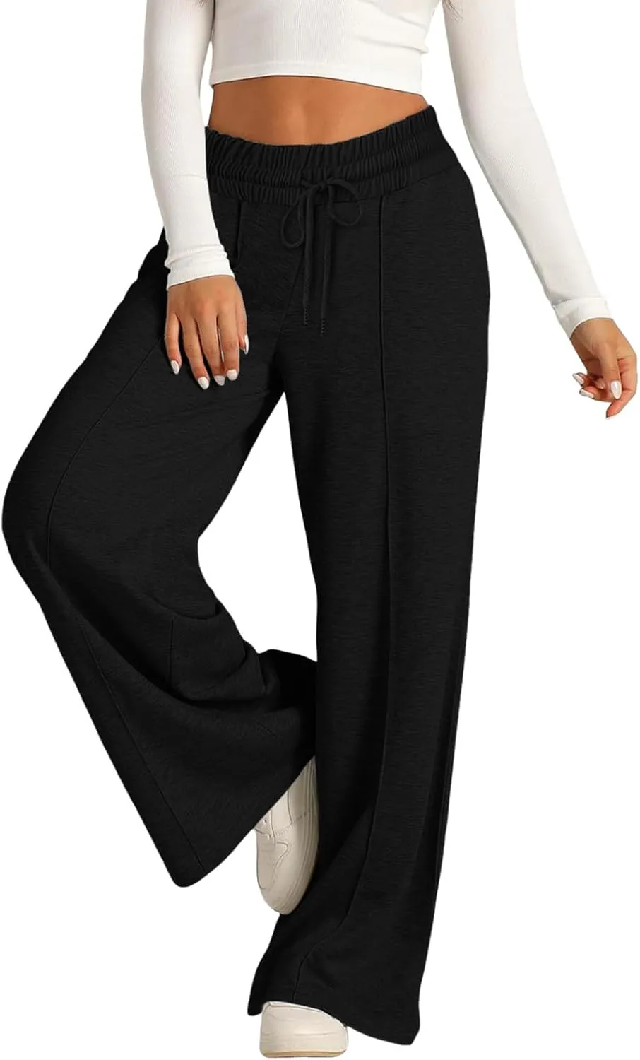 Fleece Lined Wide Legged Sweatpants for Women Baggy Tall Casual Open Leg Joggers Cozy Active Relaxed Fit Skimpy Soft