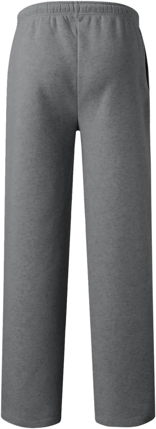 Fleece Sweatpants Men Baggy Open Bottom Athletic Workout Pants Relaxed Fit Straight Leg Sweatpants with Pockets