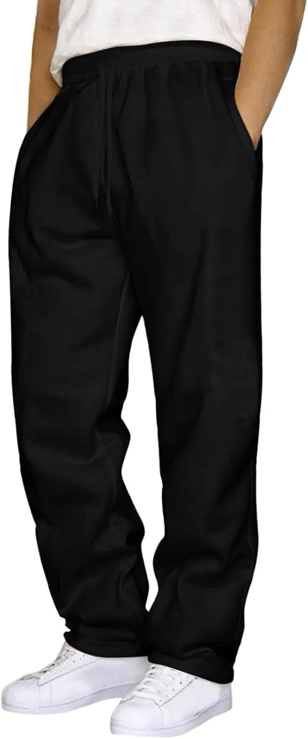 Fleece Sweatpants Men Straight Leg Athletic Pants Casual Workout Trousers Baggy Lounge Running Joggers with Pockets