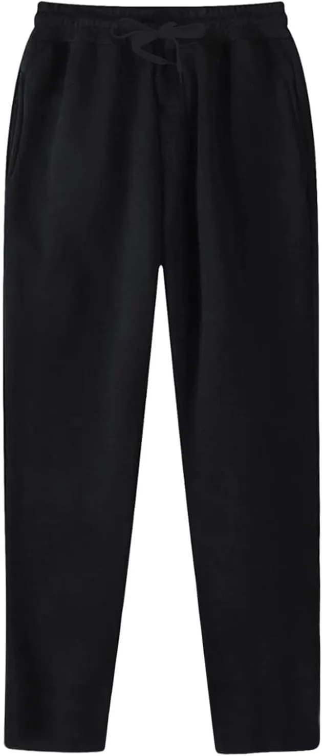 Fleece Sweatpants Men Straight Leg Athletic Pants Casual Workout Trousers Baggy Lounge Running Joggers with Pockets