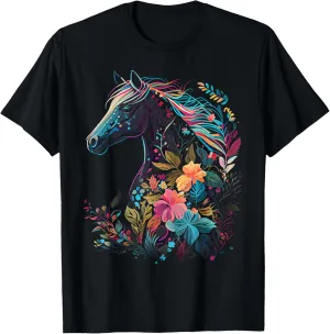 Floral Horse Spring Nature Horse Lovers Graphic T-Shirt