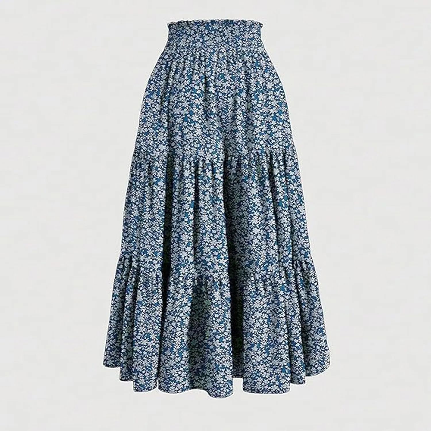 Floral Skirts for Women 2025 Casual Drawstring High Waisted Beach Boho Trendy Outfit Summer Flowy Ruffle Maxi Skirt