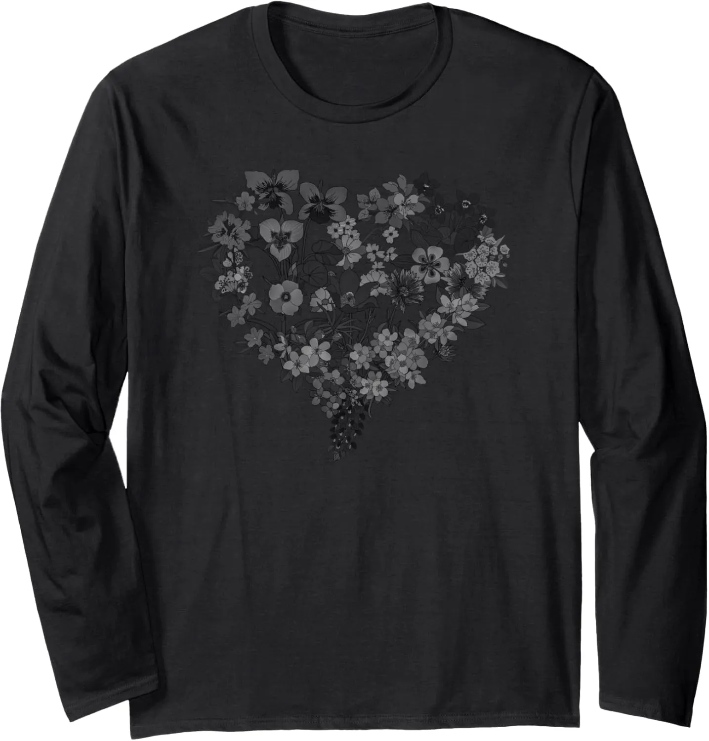 Flower Graphic Tees For Men Wildflower Floral Gardening Boys Long Sleeve T-Shirt