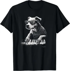 Funny Dog Playing Piano Graphic Tees Men Women Boys Girls T-Shirt