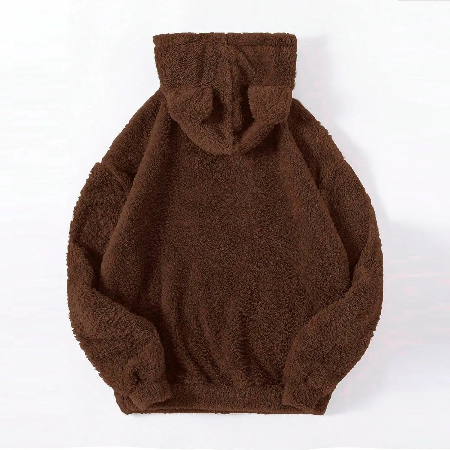 Fuzzy Hoodies for Women Fluffy Bear Ear Hooded Sweatshirt Long Sleeve Soft Warm Fleece Homewear Plush Pullover Tops