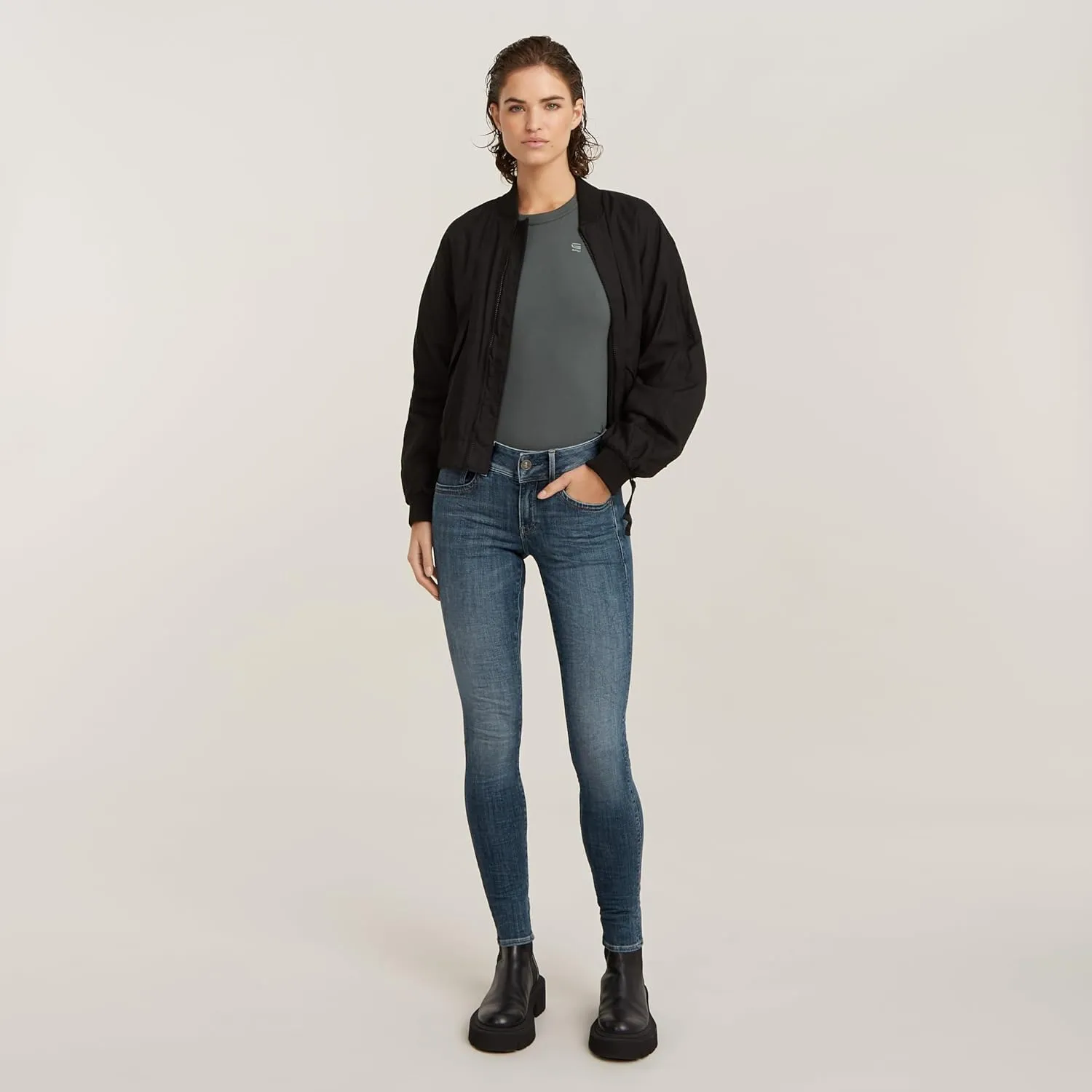 G-STAR RAW Women's Lynn D Mid Rise Super Skinny Fit Jeans