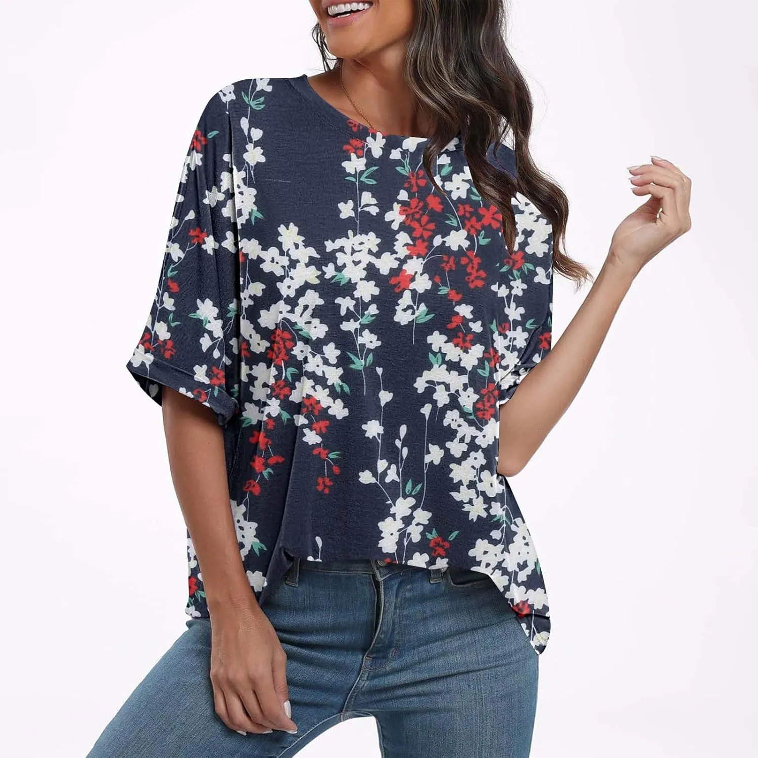 Generic 2024 Oversized T Shirts Womens Striped Shirts Casual Loose Fit Short Sleeve Crewneck Summer Tunic Tops Plus Size Tees