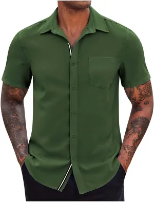 generic Men's Button Down Short Sleeve Dress Shirts Man Business Tops Formal Shirts Casual Tshirt Regular Fit Office Workwear