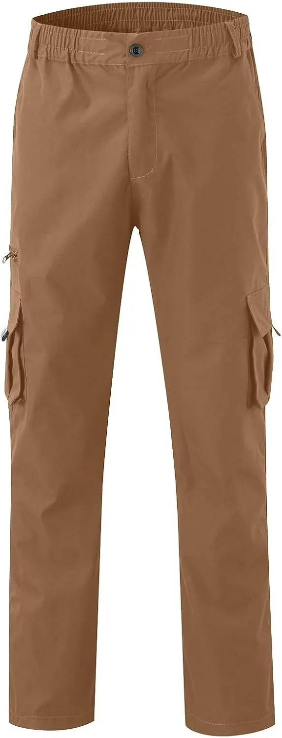 GIERIDUC Men's Lightweight Cargo Pants Casual Sweatpants Stretch Elastic Waist Trousers Drawstring Loose Joggers with Pockets