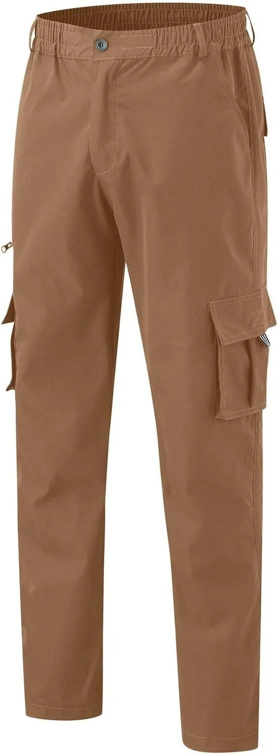 GIERIDUC Men's Lightweight Cargo Pants Casual Sweatpants Stretch Elastic Waist Trousers Drawstring Loose Joggers with Pockets