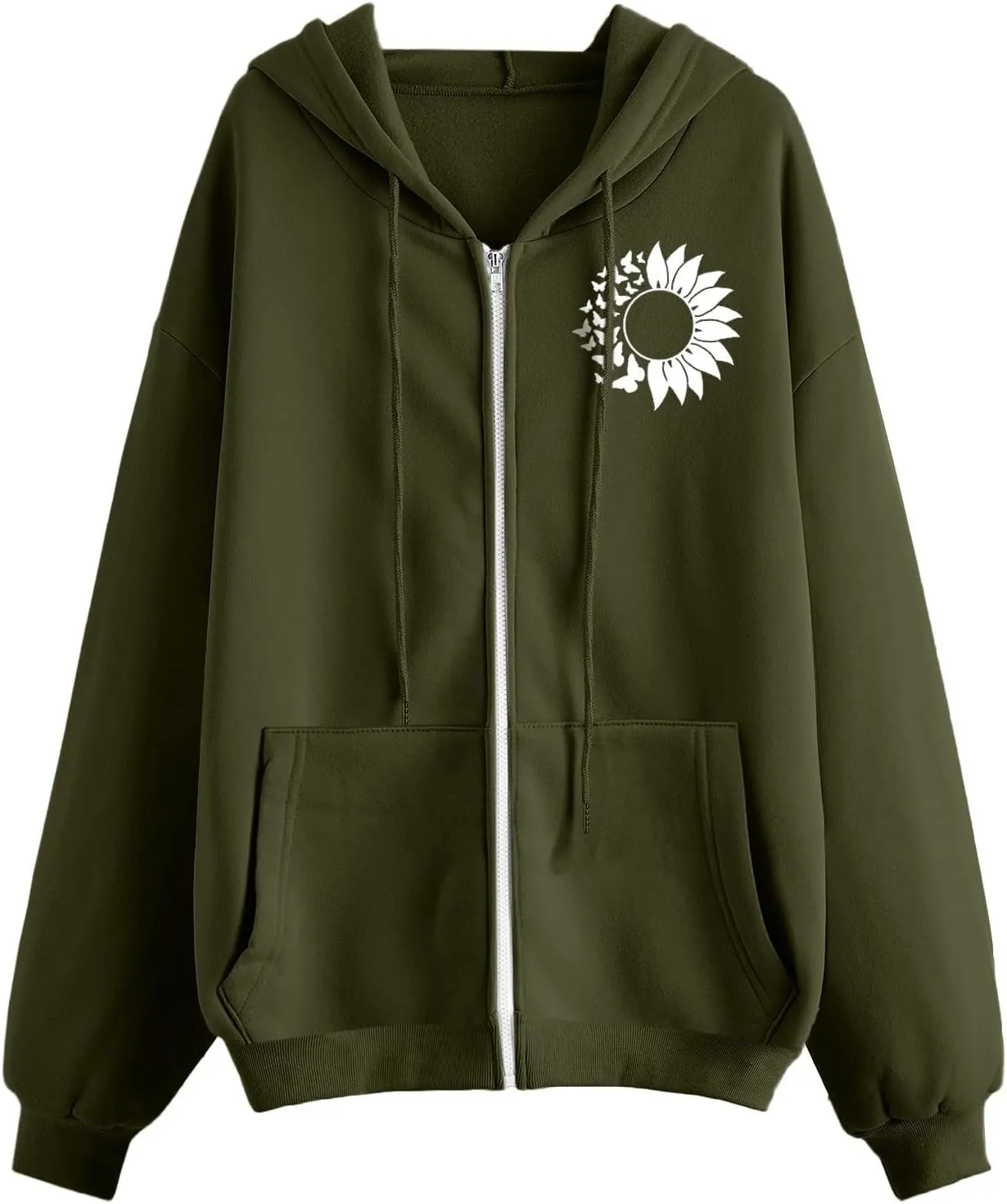 GIERIDUC Womens Fashion Sweater Cardigans Casual Long Sleeve Zip Up Hooded Sweatshirts Jacket Trendy Clothes Y2K Hoodies 2024