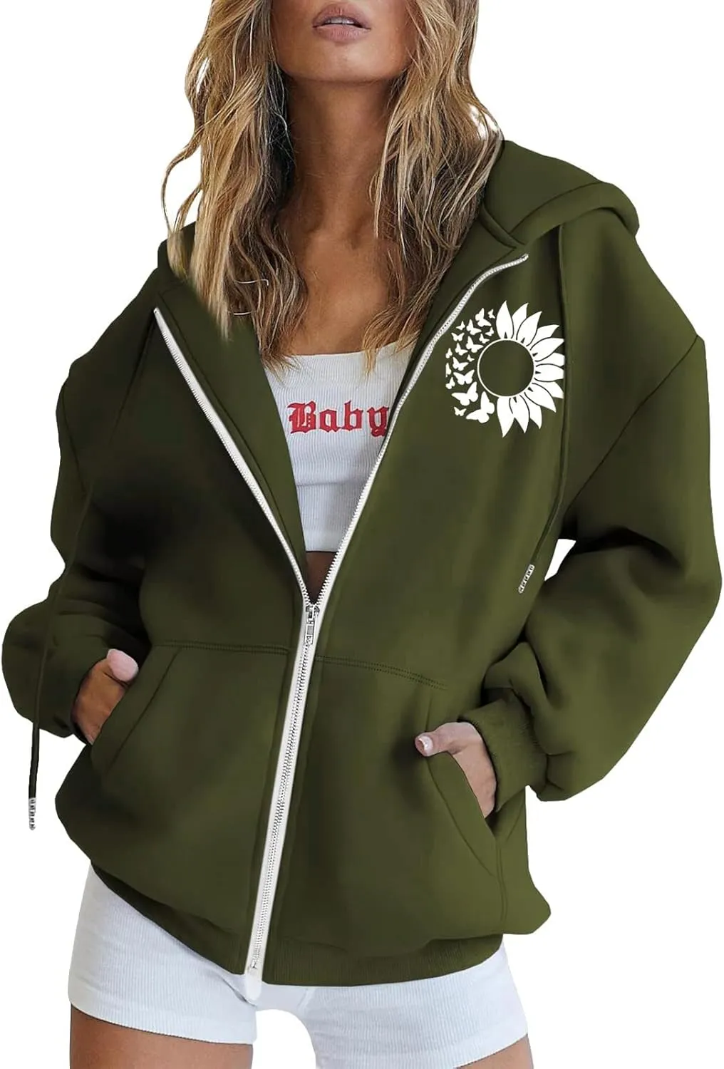 GIERIDUC Womens Fashion Sweater Cardigans Casual Long Sleeve Zip Up Hooded Sweatshirts Jacket Trendy Clothes Y2K Hoodies 2024