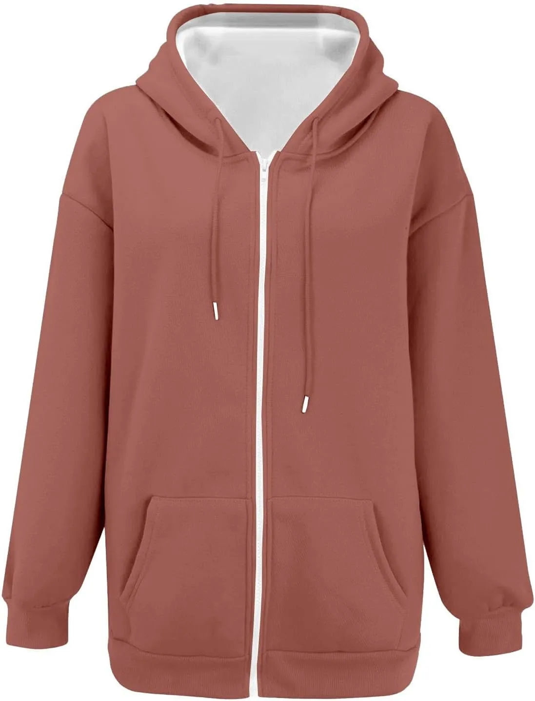 GIERIDUC Women's Oversized Zip Up Hoodies Sweatshirts Womans Sweatshirts And Hoodies Jacket With Hoodie Cowl Neck Top