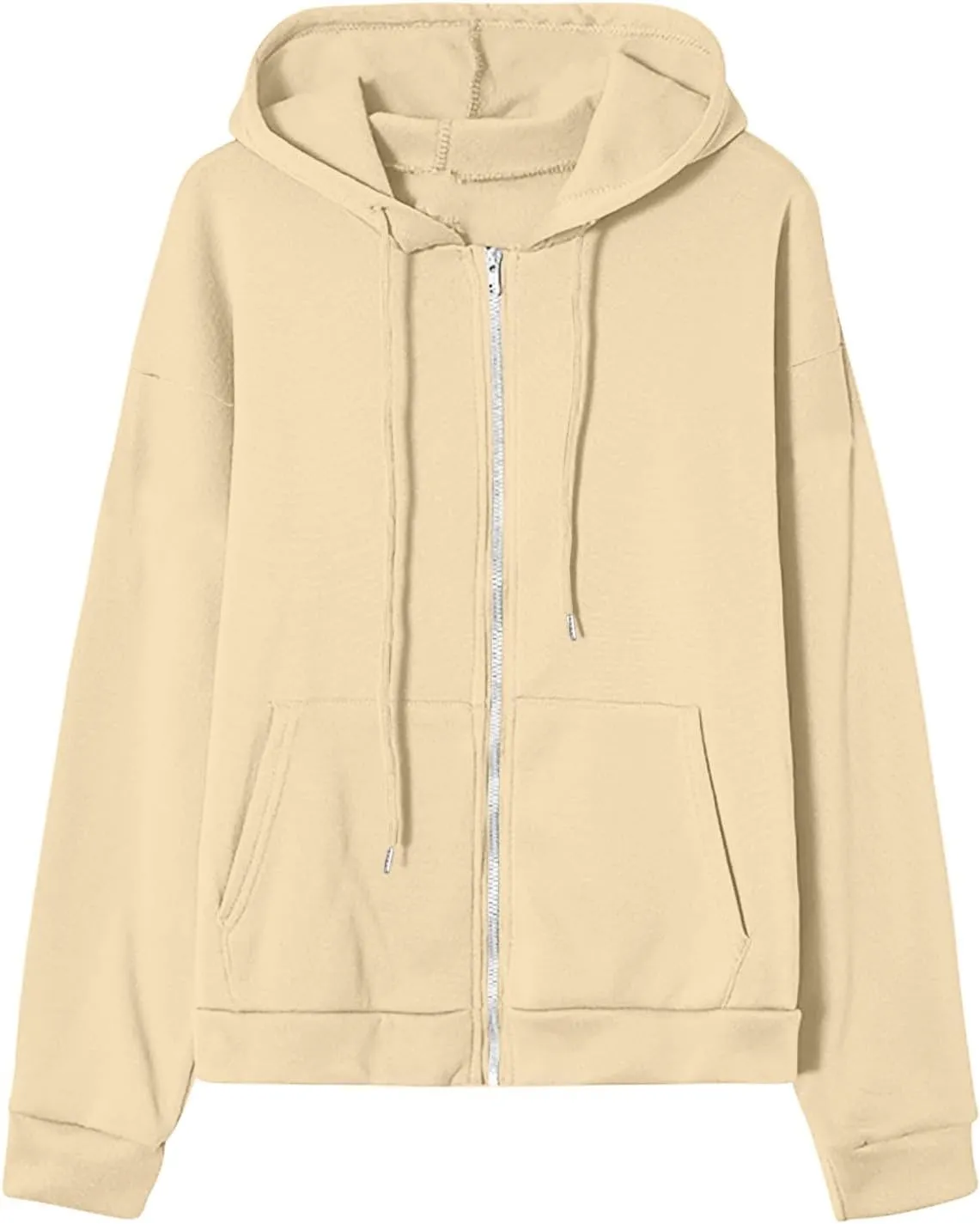 GIERIDUC Women's Zip Up Oversized Sweatshirts Fleece Jacket Coat Long Sleeve Casual Hoodies Fall Teen Girls Preppy Clothes