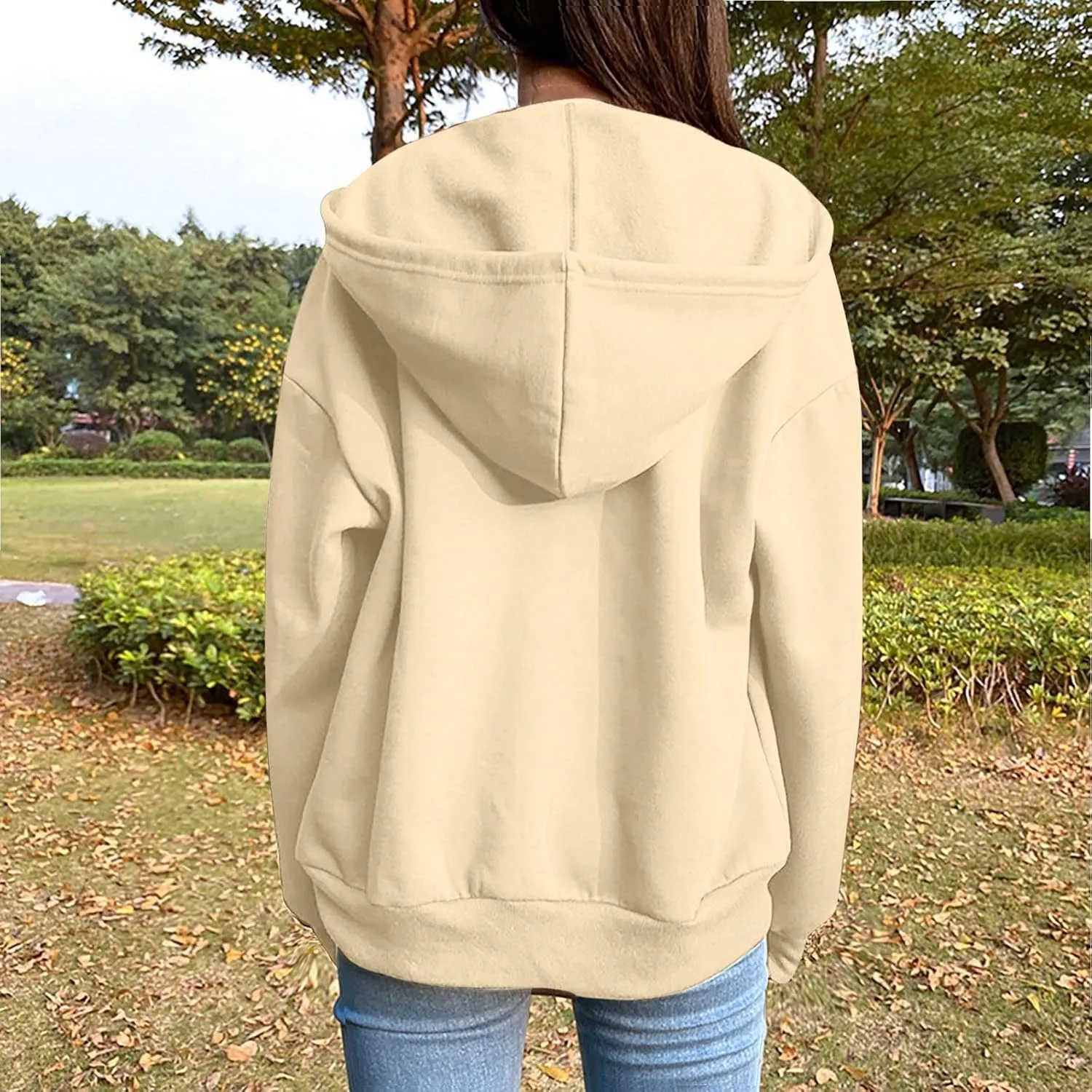 GIERIDUC Women's Zip Up Oversized Sweatshirts Fleece Jacket Coat Long Sleeve Casual Hoodies Fall Teen Girls Preppy Clothes