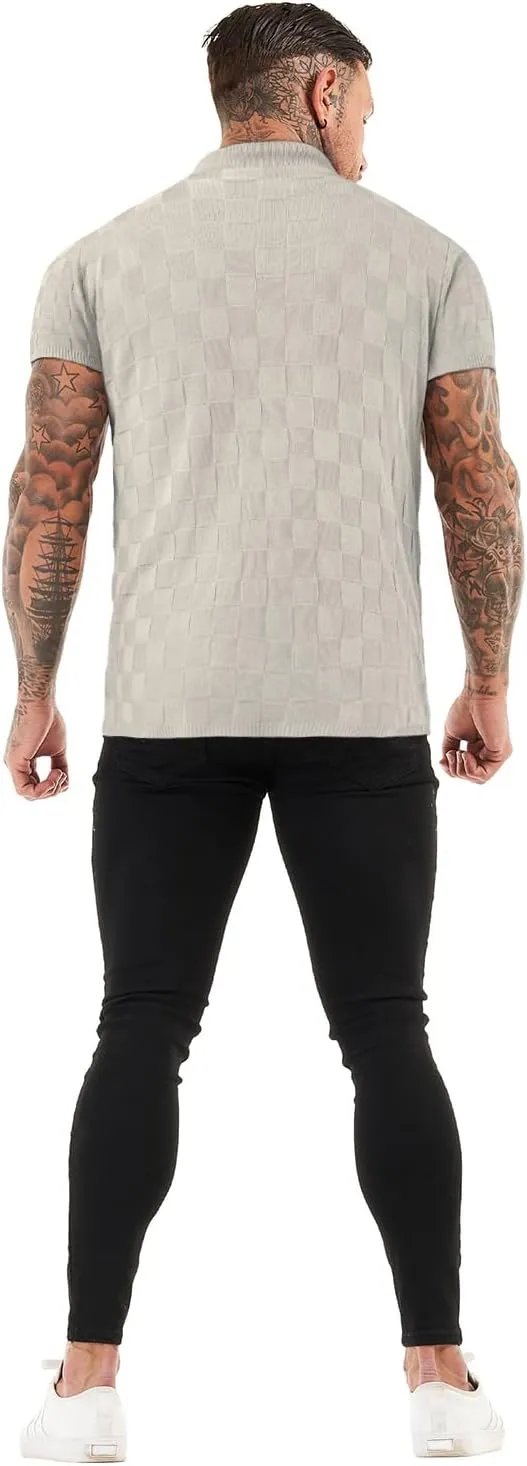 GINGTTO Men's Polo Shirts Short Sleeve Slim Fit Lightweight Knit T Shirts