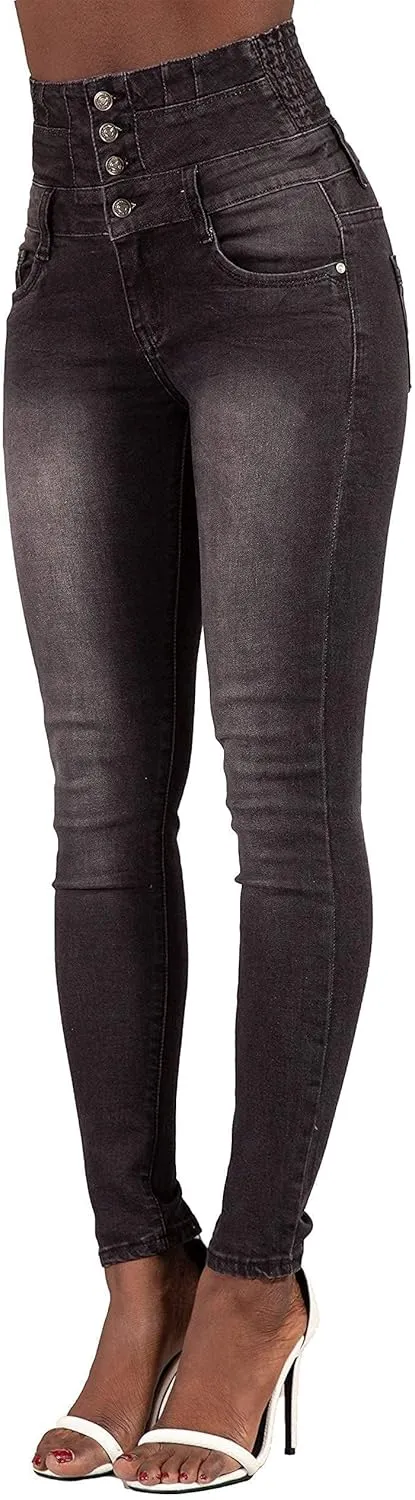 Glook Women's High Waisted Tummy Control Skinny Fit Jeans Pants