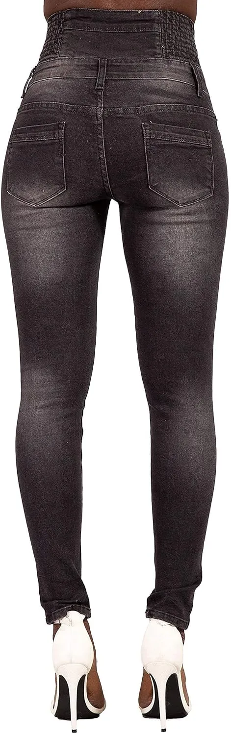 Glook Women's High Waisted Tummy Control Skinny Fit Jeans Pants