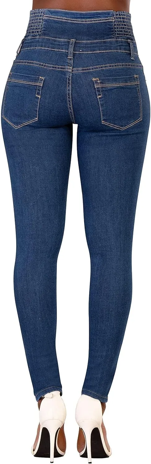 Glook Women's High Waisted Tummy Control Skinny Fit Jeans Pants