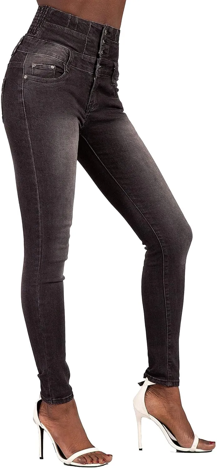 Glook Women's High Waisted Tummy Control Skinny Fit Jeans Pants