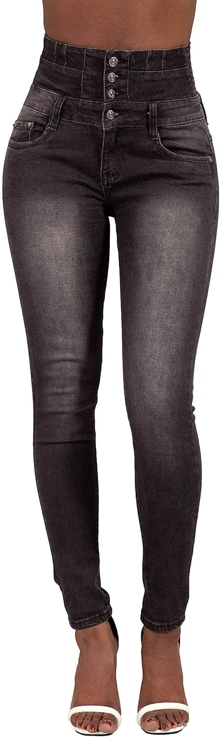 Glook Women's High Waisted Tummy Control Skinny Fit Jeans Pants