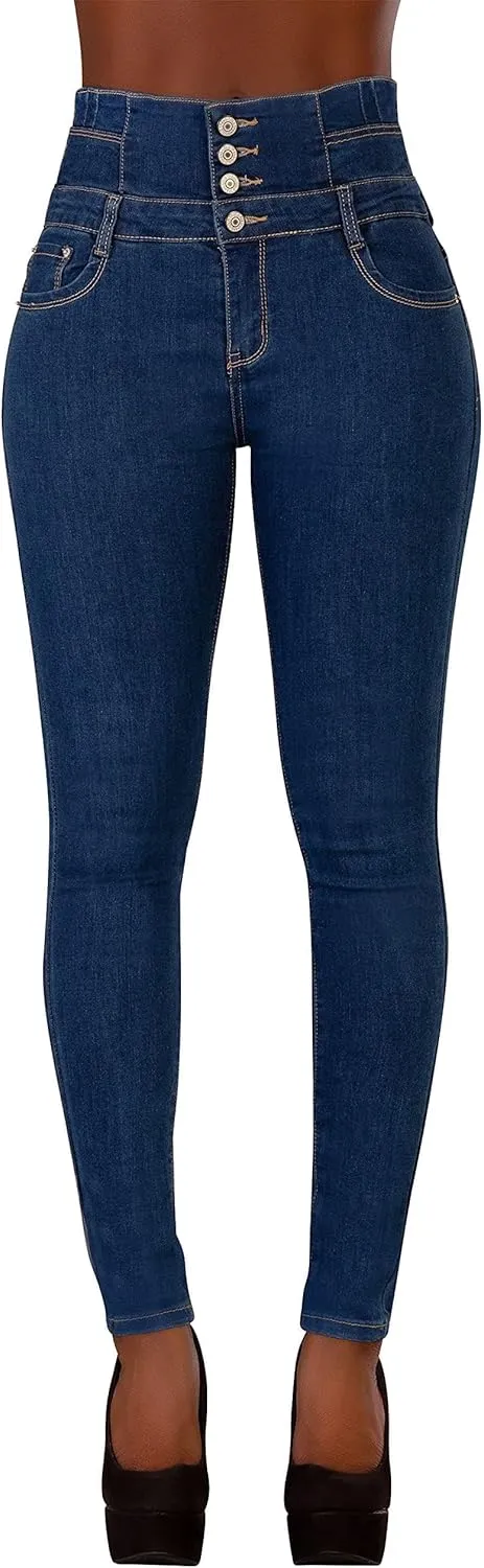 Glook Women's High Waisted Tummy Control Skinny Fit Jeans Pants