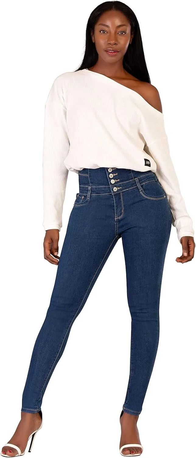 Glook Women's High Waisted Tummy Control Skinny Fit Jeans Pants