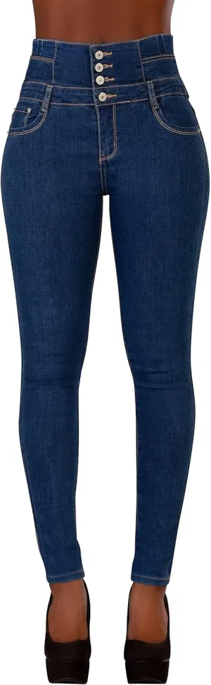 Glook Women's High Waisted Tummy Control Skinny Fit Jeans Pants
