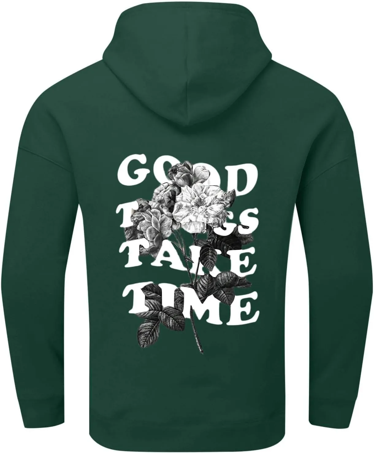 GOFULY Men'S Fashion Hoodies & Sweatshirts Good Things Take Time Letter Print Casual Fall Long Sleeve Pullover Sweatshirts