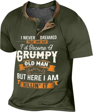 GOFULY Mens Henley Short Sleeve T-Shirt Summer T Shirts Design V Neck Button Down Shirts 3D Graphic Print Tees