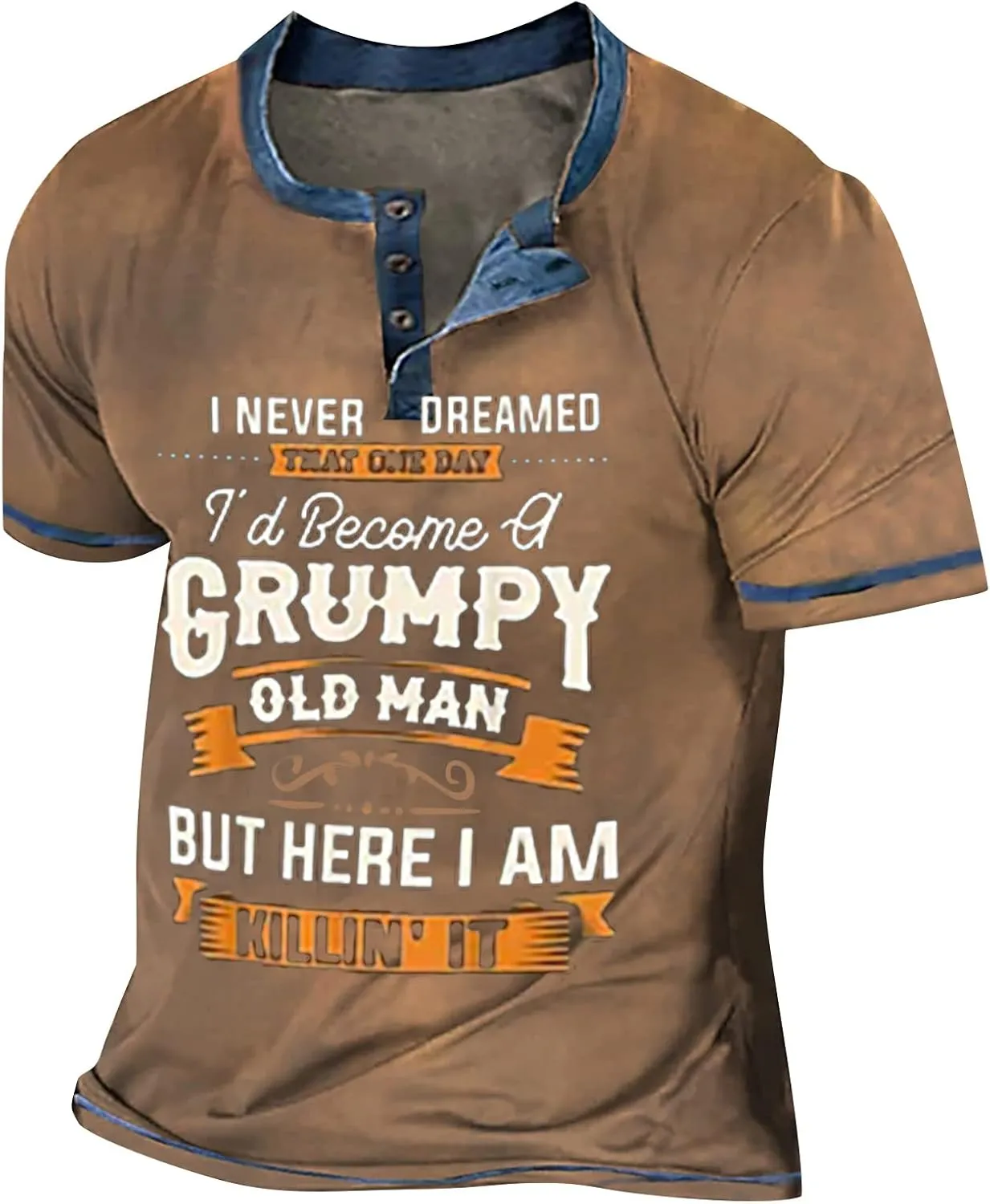 GOFULY Mens Henley Short Sleeve T-Shirt Summer T Shirts Design V Neck Button Down Shirts 3D Graphic Print Tees