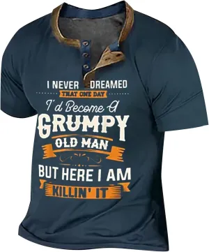 GOFULY Mens Henley Short Sleeve T-Shirt Summer T Shirts Design V Neck Button Down Shirts 3D Graphic Print Tees