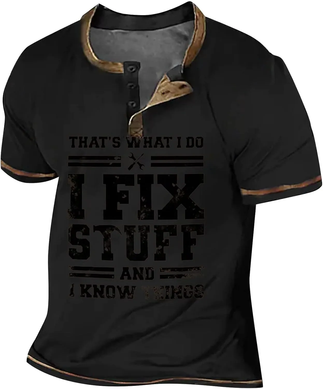 GOFULY Mens Henley Short Sleeve T-Shirt Summer T Shirts Design V Neck Button Down Shirts 3D Graphic Print Tees