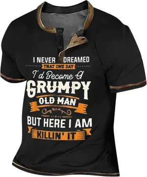 GOFULY Mens Henley Short Sleeve T-Shirt Summer T Shirts Design V Neck Button Down Shirts 3D Graphic Print Tees
