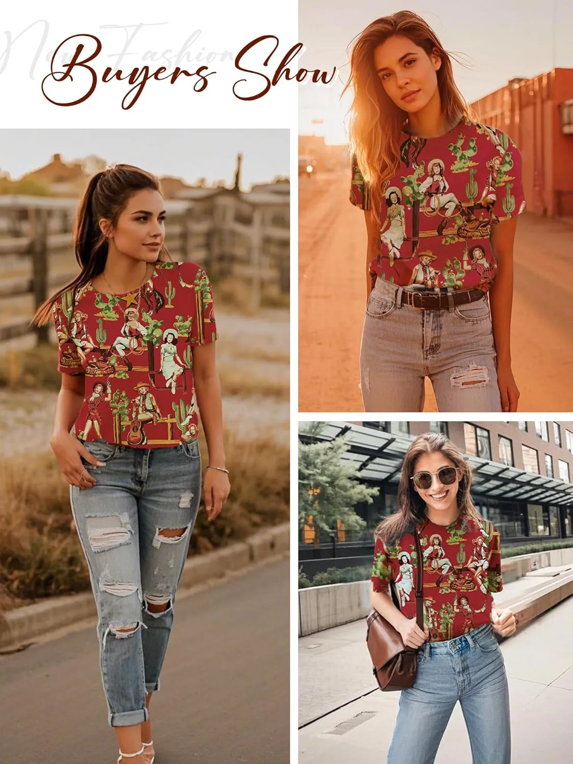 Graphic Shirts for Women Cactus Desert Graphic Tees Short Sleeve Tops
