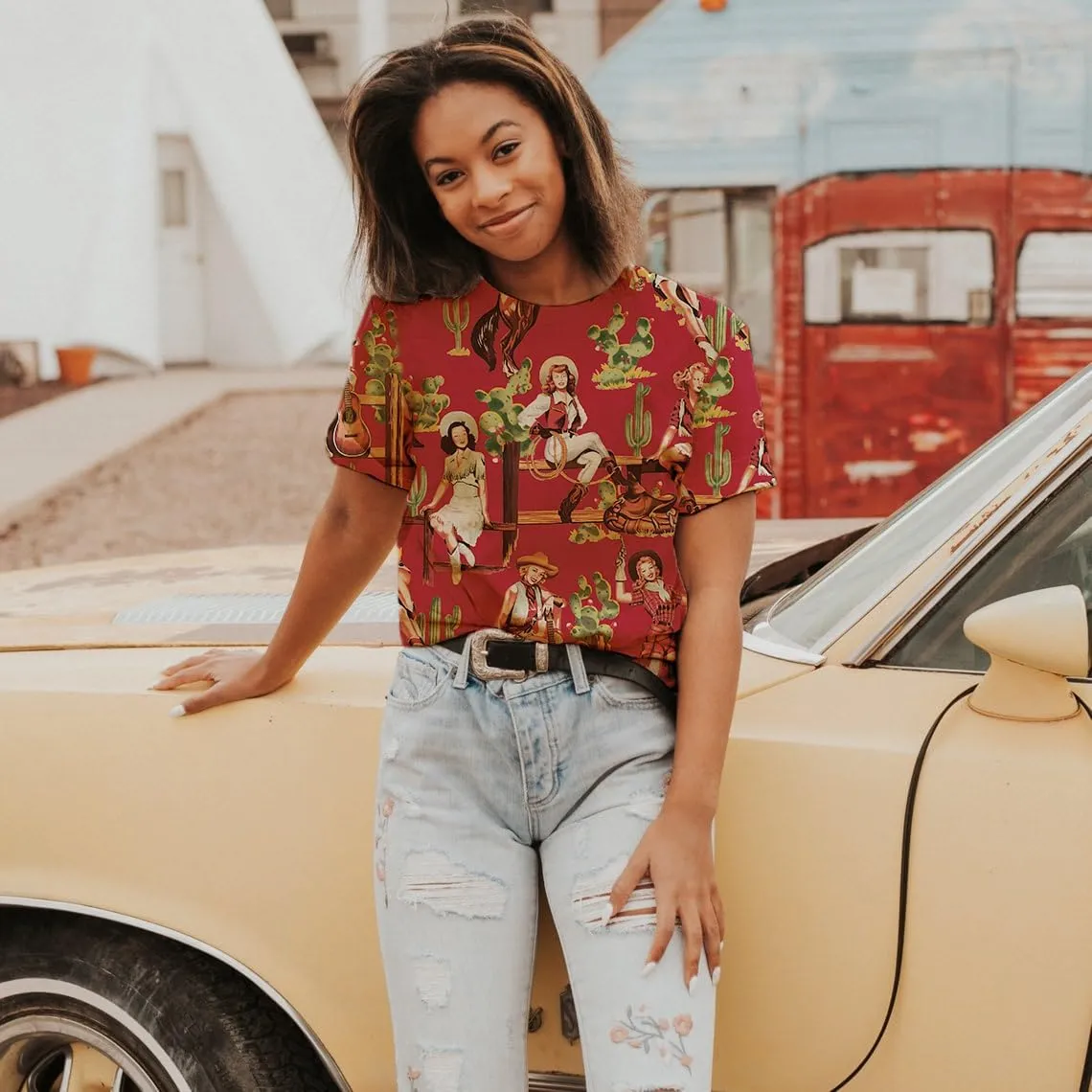 Graphic Shirts for Women Cactus Desert Graphic Tees Short Sleeve Tops