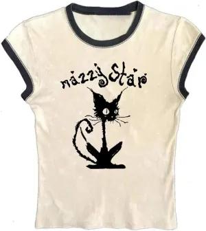 Graphic Tees Y2k Baby Tee Teens 2000s Vintage T Shirts Emo Grunge Printed Summer Crop Tops 2024